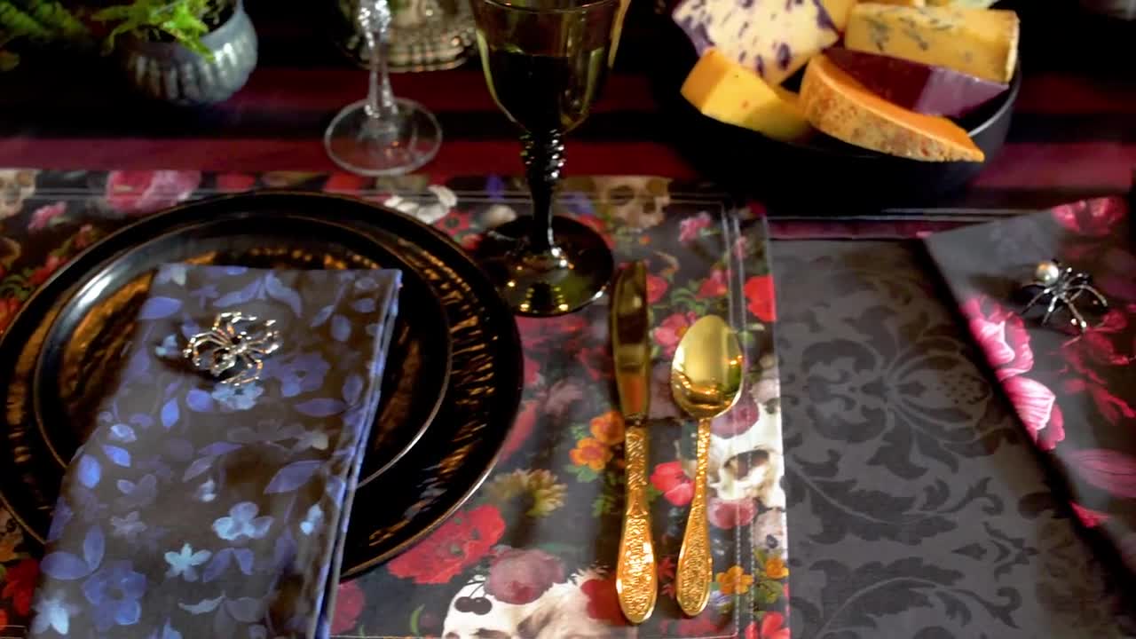 コテージフローラルプレースマット 2枚セット - ライトブルー ホワイト